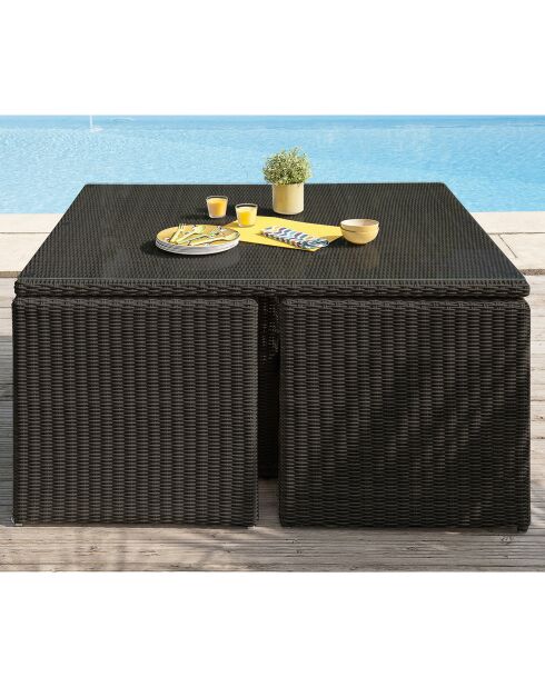 Ensemble de jardin Table Océane 8 personnes en résine tressée + housse anthracite