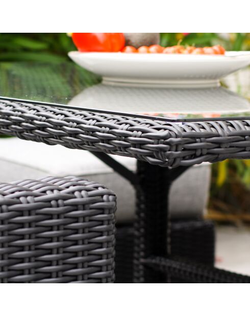 Ensemble de jardin Table Océane 8 personnes en résine tressée + housse anthracite