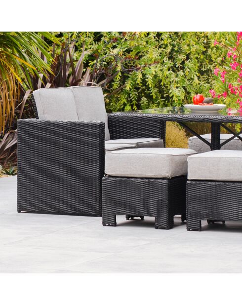 Ensemble de jardin Table Océane 8 personnes en résine tressée + housse anthracite