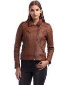 Veste en Cuir Perfecto Libby cognac