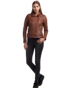 Veste en Cuir Perfecto Libby cognac