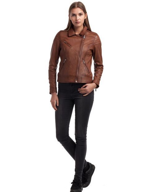 Veste en Cuir Perfecto Libby cognac