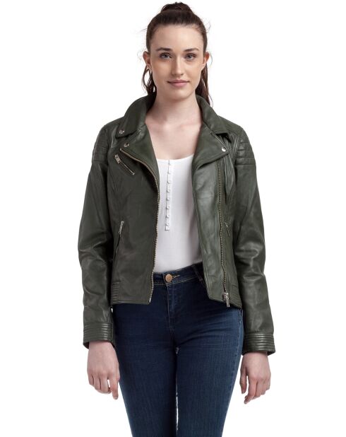 Veste en Cuir Perfecto Libby kaki