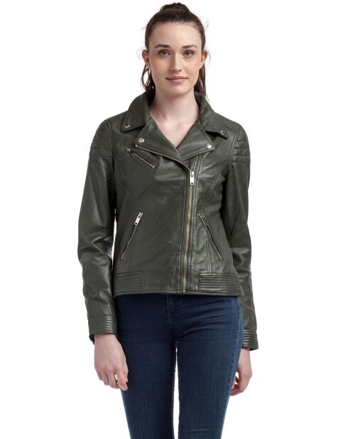 Veste en Cuir Perfecto Libby kaki