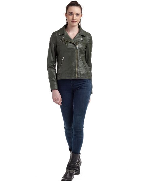 Veste en Cuir Perfecto Libby kaki