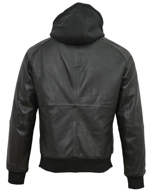 Veste en Cuir Capuche Loddy noire