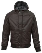 Veste en Cuir Capuche Loddy marron