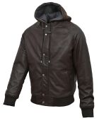 Veste en Cuir Capuche Loddy marron