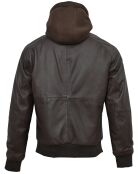 Veste en Cuir Capuche Loddy marron
