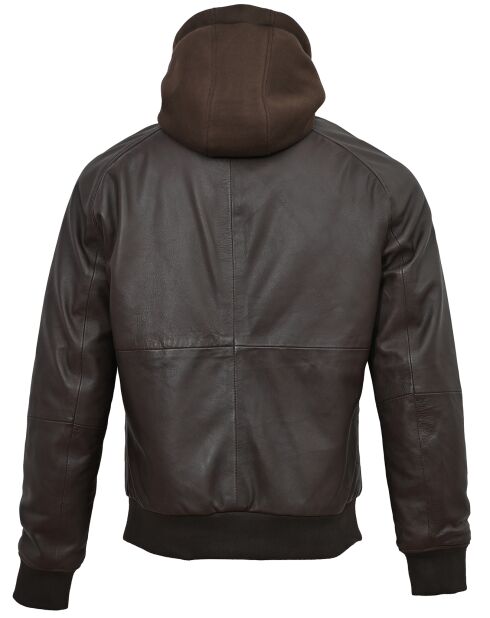 Veste en Cuir Capuche Loddy marron