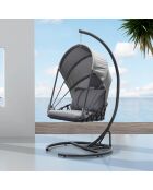 Columpio Lacanau con cojines grises - 100x120x188 cm