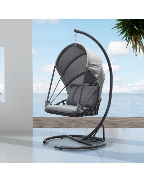 Balancelle lacanau avec coussins grise - 100x120x188 cm