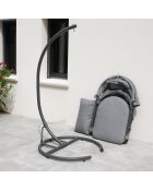 Columpio Lacanau con cojines grises - 100x120x188 cm