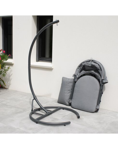 Balancelle lacanau avec coussins grise - 100x120x188 cm
