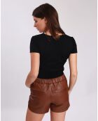 Short en Cuir Loly cognac
