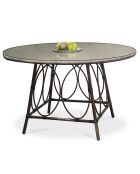 Runder Gartentisch Ushuaia aus braunem Aluminium und braun/grauem Textilene - d 125x74 cm