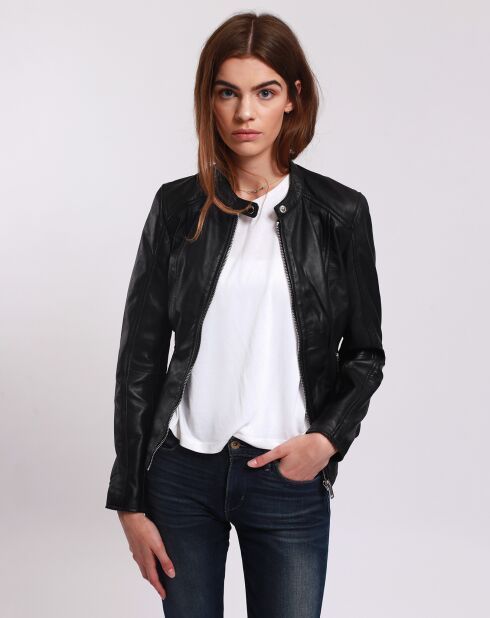 Veste en Cuir Lou noire