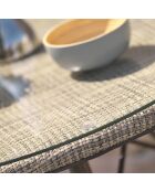 Runder Gartentisch Ushuaia aus braunem Aluminium und braun/grauem Textilene - d 125x74 cm