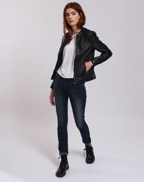 Veste en Cuir Lou noire