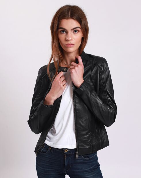 Veste en Cuir Lou noire