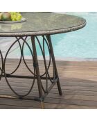 Runder Gartentisch Ushuaia aus braunem Aluminium und braun/grauem Textilene - d 125x74 cm