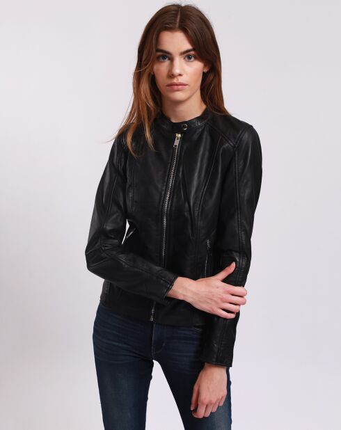 Veste en Cuir Lou noire