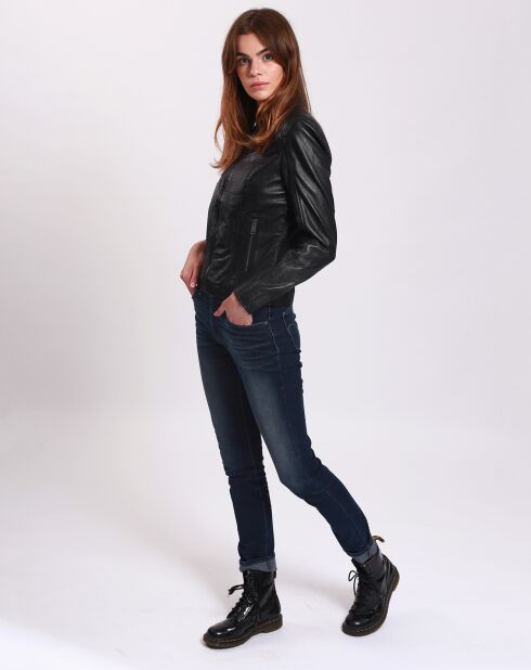 Veste en Cuir Lou noire