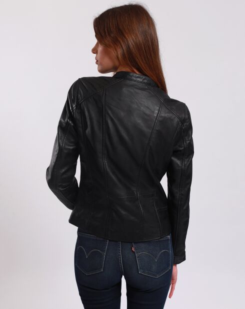 Veste en Cuir Lou noire