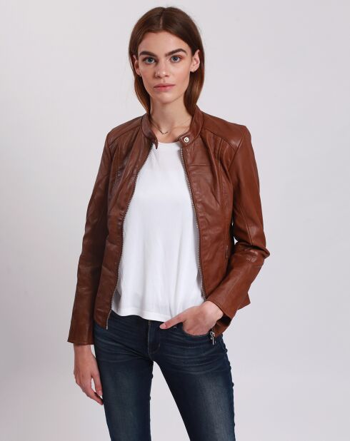 Veste en Cuir Lou cognac