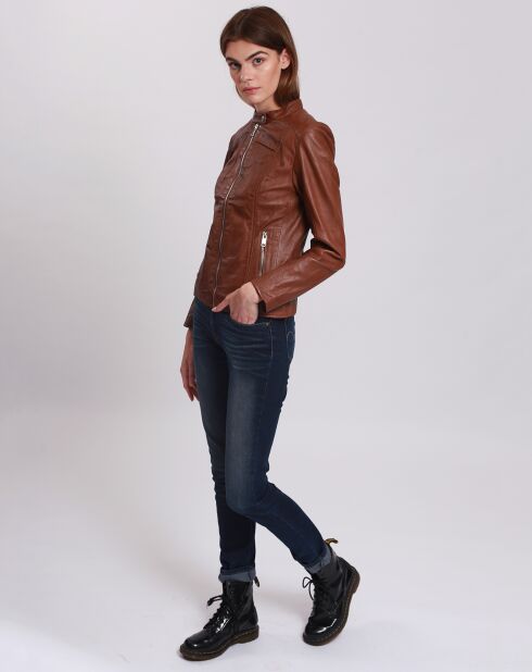 Veste en Cuir Lou cognac