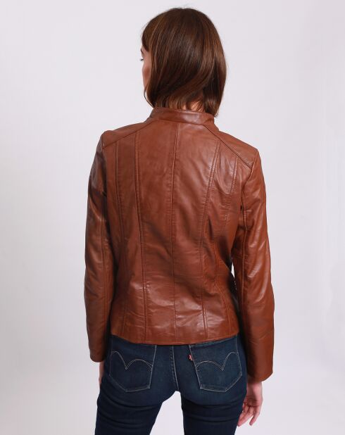Veste en Cuir Lou cognac