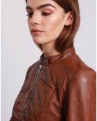 Veste en Cuir Lou cognac