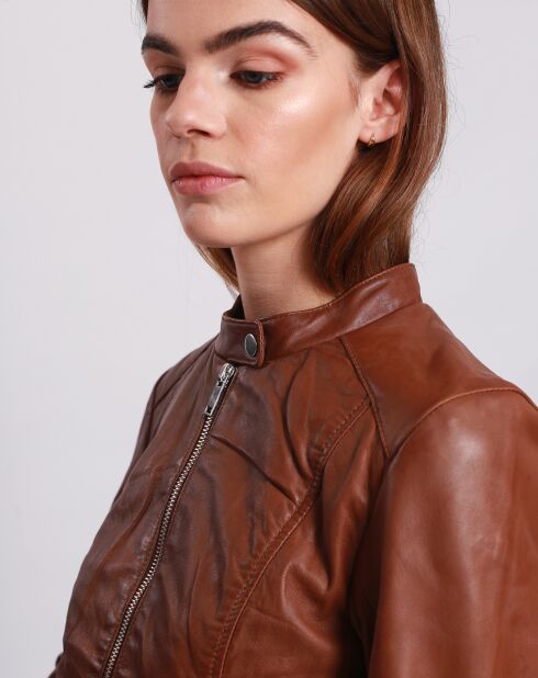 Veste en Cuir Lou cognac