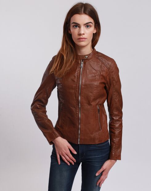 Veste en Cuir Lou cognac
