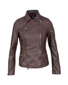 Veste en Cuir Perfecto Lark rouge foncé