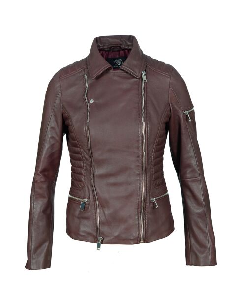 Veste en Cuir Perfecto Lark rouge foncé