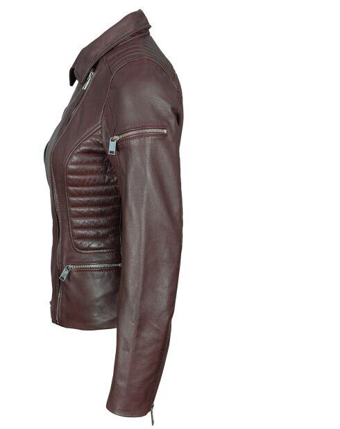 Veste en Cuir Perfecto Lark rouge foncé