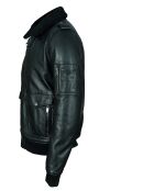 Blouson en Cuir Col Liman noir