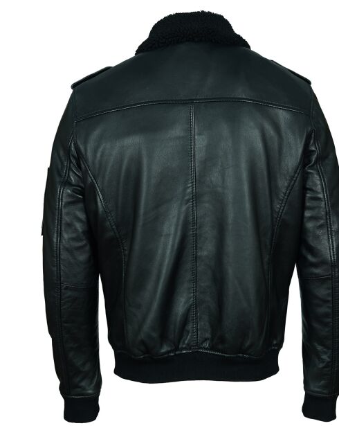 Blouson en Cuir Col Liman noir