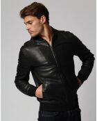Veste en Cuir Lam  noire