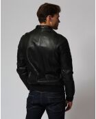 Veste en Cuir Lam  noire