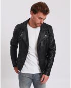 Veste en Cuir Perfecto Lambert noire