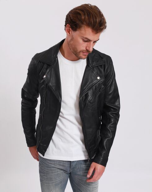 Veste en Cuir Perfecto Lambert noire