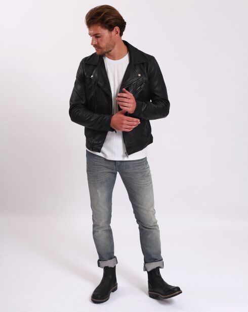 Veste en Cuir Perfecto Lambert noire