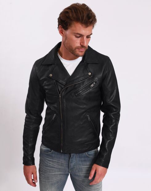 Veste en Cuir Perfecto Lambert noire