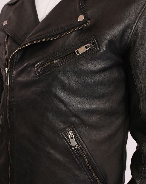 Veste en Cuir Perfecto Lambert noire
