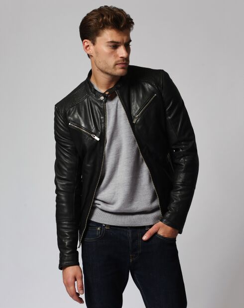 Veste en Cuir Landon noire