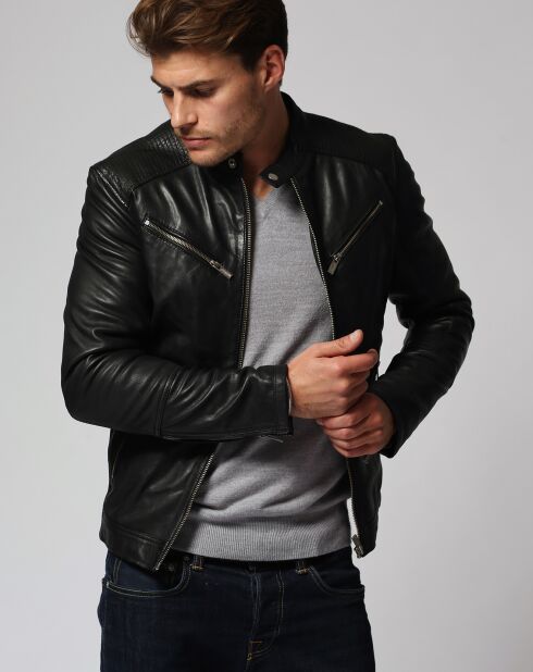 Landon Schwarze Lederjacke