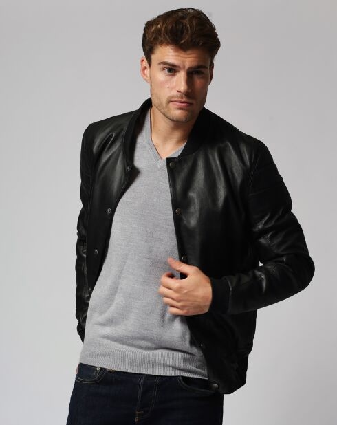 Blouson en Cuir Teddy Lino noir
