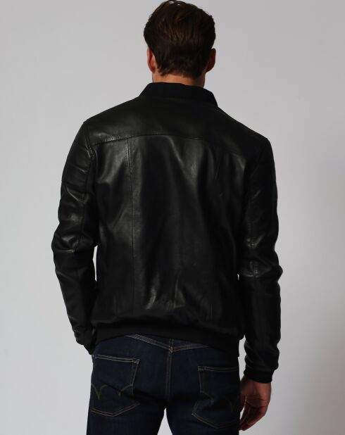 Blouson en Cuir Teddy Lino noir